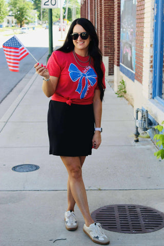 God Bless The USA Bow Graphic Tee-Graphic Tees-P&PD-Motis & Co Boutique, Women's Fashion Boutique in Carthage, Missouri