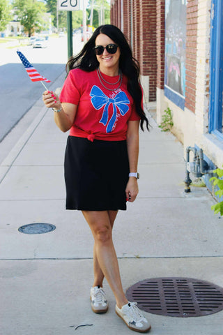 God Bless The USA Bow Graphic Tee-Graphic Tees-P&PD-Motis & Co Boutique, Women's Fashion Boutique in Carthage, Missouri