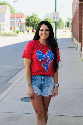 God Bless The USA Bow Graphic Tee-Graphic Tees-P&PD-Motis & Co Boutique, Women's Fashion Boutique in Carthage, Missouri