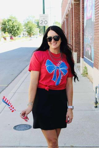 God Bless The USA Bow Graphic Tee-Graphic Tees-P&PD-Motis & Co Boutique, Women's Fashion Boutique in Carthage, Missouri