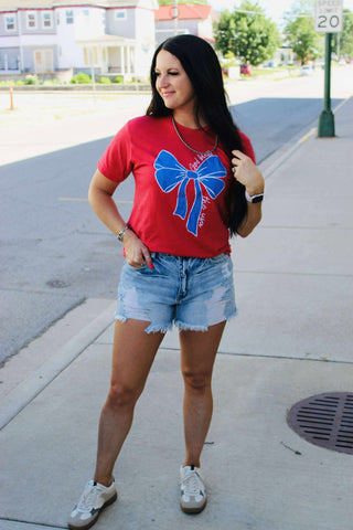 God Bless The USA Bow Graphic Tee-Graphic Tees-P&PD-Motis & Co Boutique, Women's Fashion Boutique in Carthage, Missouri
