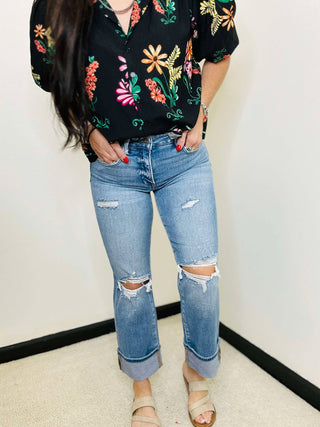 Axel Tummy Control Risen Straight Cuff Jeans-jeans-Risen-Motis & Co Boutique, Women's Fashion Boutique in Carthage, Missouri