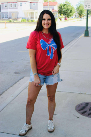 God Bless The USA Bow Graphic Tee-Graphic Tees-P&PD-Motis & Co Boutique, Women's Fashion Boutique in Carthage, Missouri