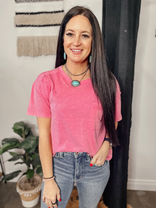Keep It Simple Pocket Tee Pink-Short Sleeves-Very J-Motis & Co Boutique, Women's Fashion Boutique in Carthage, Missouri