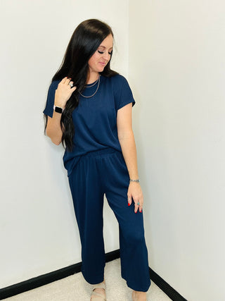 Palm Beach Navy Wide Leg Pant & Top Set-Sets-Dear Scarlett-Motis & Co Boutique, Women's Fashion Boutique in Carthage, Missouri