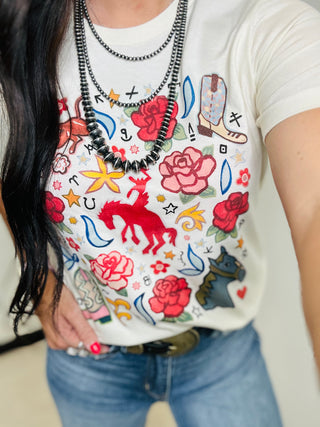 Western Rose Ranch Graphic Tee XOXO Art Co-Graphic Tees-XOXO ART & Co-Motis & Co Boutique, Women's Fashion Boutique in Carthage, Missouri