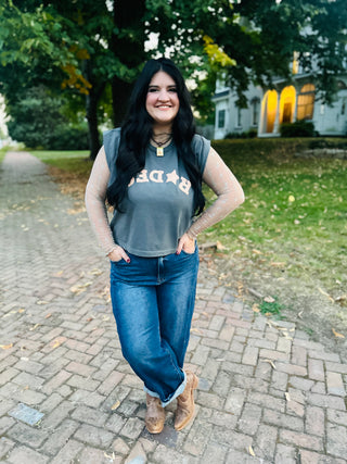 Upside Down Rodeo Sleeveless Graphic Tee-Graphic Tees-Poppy & Pine-Motis & Co Boutique, Women's Fashion Boutique in Carthage, Missouri