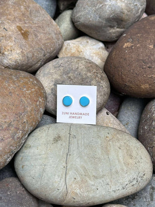 Zuni Authentic Turquoise Mini Stud Earrings-Earrings-Al Zuni-Motis & Co Boutique, Women's Fashion Boutique in Carthage, Missouri