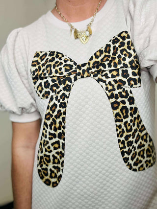 Nyla Beige Leopard Bow Dress-Dresses-BiBi-Motis & Co Boutique, Women's Fashion Boutique in Carthage, Missouri