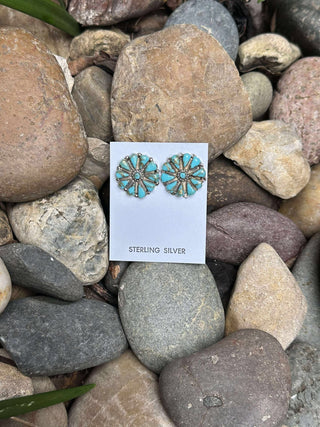 Riata Authentic Turquoise Cluster Earrings-Earrings-Al Zuni-Motis & Co Boutique, Women's Fashion Boutique in Carthage, Missouri