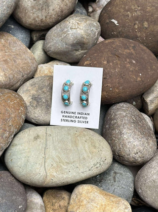 Santa Fe Authentic Turquoise Hoop Earrings-Earrings-Al Zuni-Motis & Co Boutique, Women's Fashion Boutique in Carthage, Missouri