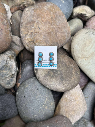 Frye Authentic Turquoise Mini Bar Earrings-Earrings-Al Zuni-Motis & Co Boutique, Women's Fashion Boutique in Carthage, Missouri