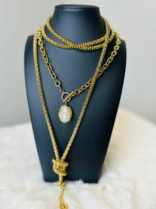 Pearl Drop Gold Plated Chunky Necklace | The Pearl-Necklaces-ChanSutt-Motis & Co Boutique, Women's Fashion Boutique in Carthage, Missouri