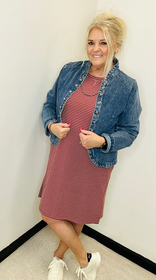 Marcy Cap Sleeve Casual Dress Marsala-dress-staccato-Motis & Co Boutique, Women's Fashion Boutique in Carthage, Missouri