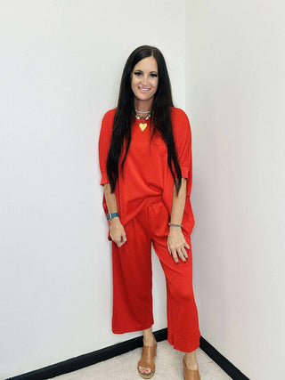 Bali Cropped Dear Scarlett Red Travel Set-Sets-Dear Scarlett-Motis & Co Boutique, Women's Fashion Boutique in Carthage, Missouri
