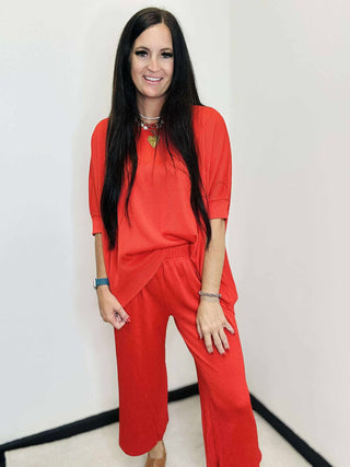 Bali Cropped Dear Scarlett Red Travel Set-Sets-Dear Scarlett-Motis & Co Boutique, Women's Fashion Boutique in Carthage, Missouri