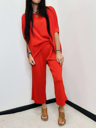 Bali Cropped Dear Scarlett Red Travel Set-Sets-Dear Scarlett-Motis & Co Boutique, Women's Fashion Boutique in Carthage, Missouri