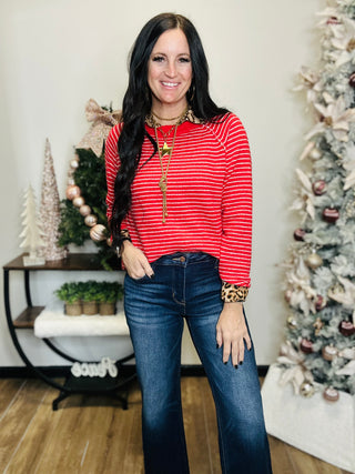 Nora Red Striped Pullover Knit Sweater-Sweaters-staccato-Motis & Co Boutique, Women's Fashion Boutique in Carthage, Missouri