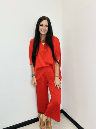 Bali Cropped Dear Scarlett Red Travel Set-Sets-Dear Scarlett-Motis & Co Boutique, Women's Fashion Boutique in Carthage, Missouri