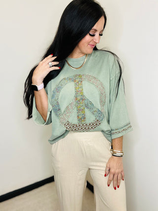 Palmer Peace Patch Top-Short Sleeves-EASEL-Motis & Co Boutique, Women's Fashion Boutique in Carthage, Missouri
