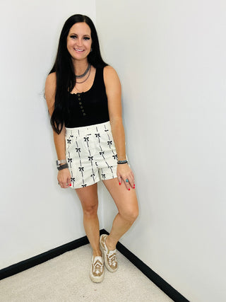 Beau Cream Bow Boxer Shorts-shorts-Very J-Motis & Co Boutique, Women's Fashion Boutique in Carthage, Missouri
