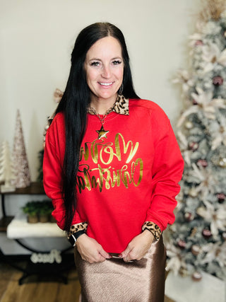 Merry Gold Foil Red Pullover-graphic Sweatshirt-P&PD-Motis & Co Boutique, Women's Fashion Boutique in Carthage, Missouri