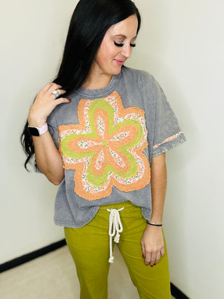 Flo Flower Patch Boho Top-Short Sleeves-EASEL-Motis & Co Boutique, Women's Fashion Boutique in Carthage, Missouri