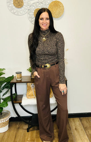 Lindy Mock Neck Leopard Print Top-Long Sleeves-Very J-Motis & Co Boutique, Women's Fashion Boutique in Carthage, Missouri