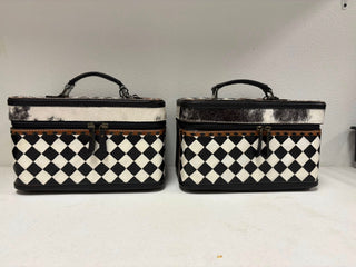 Cowhide & Black Checkered Tooled Jewelry Boxes-Handbags-Western Linen-Motis & Co Boutique, Women's Fashion Boutique in Carthage, Missouri