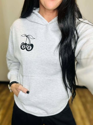 Cherry Feeling Lucky Hoodie - Grey-Hoodies-Reflex-Motis & Co Boutique, Women's Fashion Boutique in Carthage, Missouri