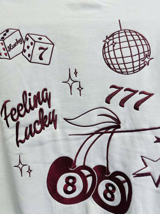 Cherry Feeling Lucky Pullover - Beige-graphic Sweatshirt-Reflex-Motis & Co Boutique, Women's Fashion Boutique in Carthage, Missouri