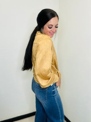 Sawyer Suede Western Embroidered Shirt-Tops-Blue B-Motis & Co Boutique, Women's Fashion Boutique in Carthage, Missouri