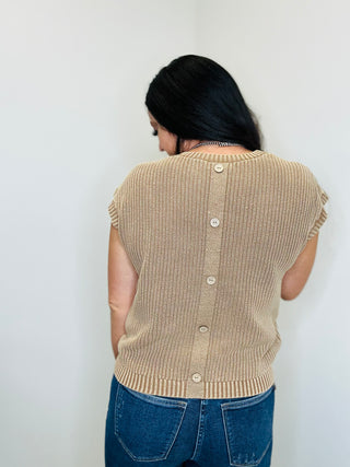 Grace Washed Short Sleeve Tan Sweater-Sweaters-blu pepper-Motis & Co Boutique, Women's Fashion Boutique in Carthage, Missouri