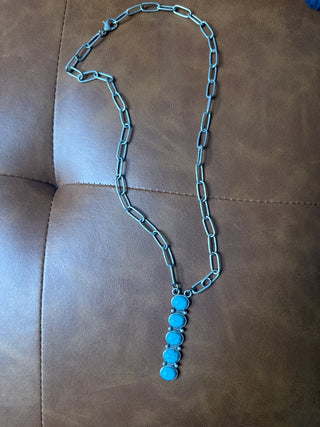 Stockton Turquoise Paperclip Necklace-Necklaces-Western Elite-Motis & Co Boutique, Women's Fashion Boutique in Carthage, Missouri