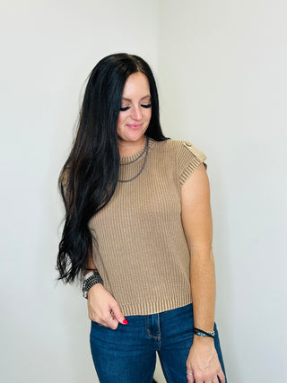 Grace Washed Short Sleeve Tan Sweater-Sweaters-blu pepper-Motis & Co Boutique, Women's Fashion Boutique in Carthage, Missouri
