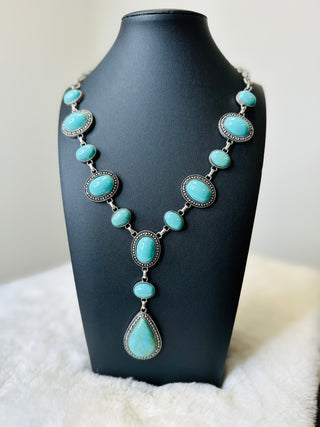 Six Shooter Turquoise Lariat Style Necklace-Necklaces-Western Elite-Motis & Co Boutique, Women's Fashion Boutique in Carthage, Missouri