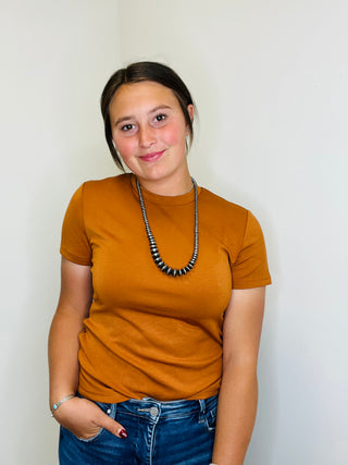 Cloud Basic Tee in Saddle-Short Sleeves-2 Fly-Motis & Co Boutique, Women's Fashion Boutique in Carthage, Missouri