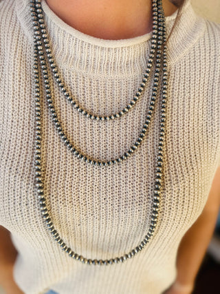 103-Authentic Sterling Silver 6MM Bead Necklace 24"-Necklaces-Motis & CO-Motis & Co Boutique, Women's Fashion Boutique in Carthage, Missouri