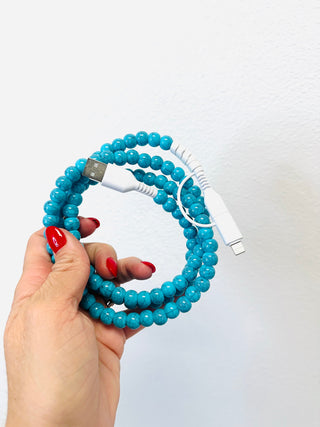 Turquoise Beaded Phone Charger-Phone Accessories-P&PD-Motis & Co Boutique, Women's Fashion Boutique in Carthage, Missouri