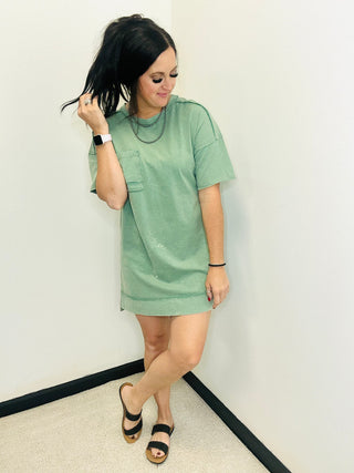 Gabby Vintage Washed Shift Dress Sage-Dresses-Very J-Motis & Co Boutique, Women's Fashion Boutique in Carthage, Missouri