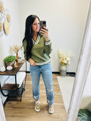 Evie Textured Pullover Blouse Olive-Long Sleeves-GiGiO-Motis & Co Boutique, Women's Fashion Boutique in Carthage, Missouri