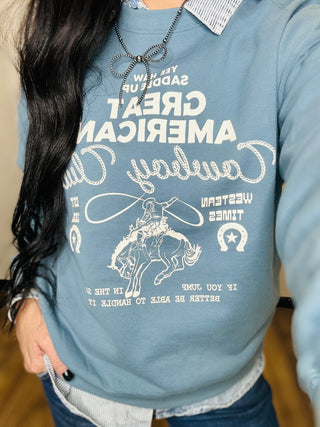 Cowboy Club Graphic Pullover-graphic Sweatshirt-Tres Bien-Motis & Co Boutique, Women's Fashion Boutique in Carthage, Missouri