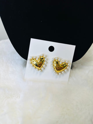 Chan Gold Pearl Heart Earrings-Earrings-ChanSutt-Motis & Co Boutique, Women's Fashion Boutique in Carthage, Missouri