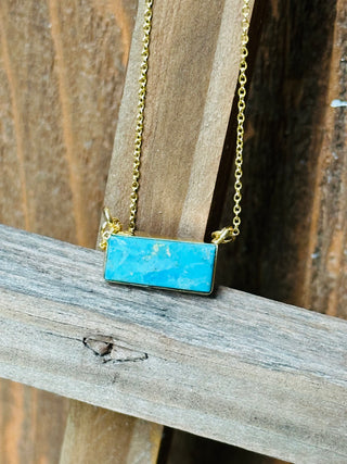 Gold Kingman Turquoise Bar Necklace-Necklaces-Motis & CO-Motis & Co Boutique, Women's Fashion Boutique in Carthage, Missouri