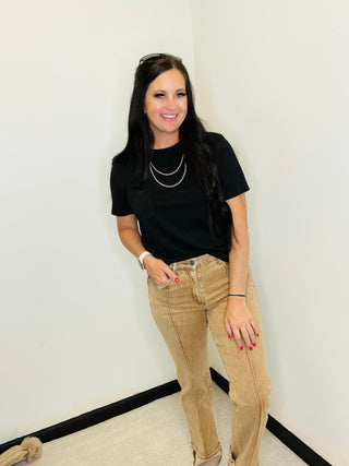 Handy As A Pocket Tee Black-Short Sleeves-2 Fly-Motis & Co Boutique, Women's Fashion Boutique in Carthage, Missouri