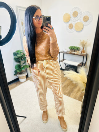 Stripe Patchwork Cropped Barrel Pants - Silas-Pants-Anniewear-Motis & Co Boutique, Women's Fashion Boutique in Carthage, Missouri