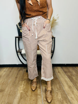 Stripe Patchwork Cropped Barrel Pants - Silas-Pants-Anniewear-Motis & Co Boutique, Women's Fashion Boutique in Carthage, Missouri