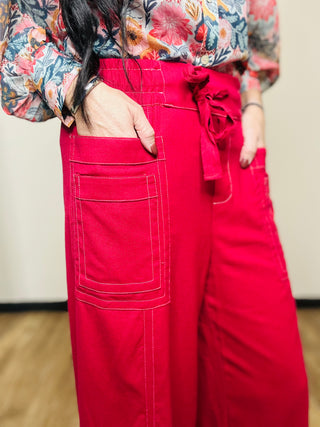 Jonah Wide Leg Linen Pants in Red-Pants-GiGiO-Motis & Co Boutique, Women's Fashion Boutique in Carthage, Missouri