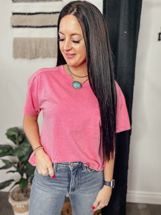 Keep It Simple Pocket Tee Pink-Short Sleeves-Very J-Motis & Co Boutique, Women's Fashion Boutique in Carthage, Missouri
