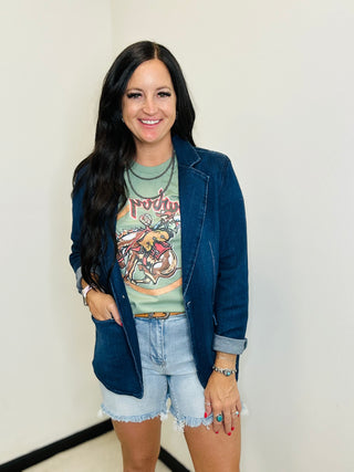Donna Denim Blazer-Blazers-Risen-Motis & Co Boutique, Women's Fashion Boutique in Carthage, Missouri